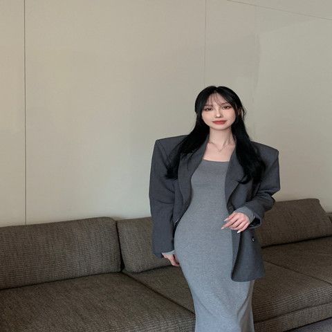 辣妹性感長袖連衣裙女秋季2025新款咖色打底長裙修身魚尾包臀裙子