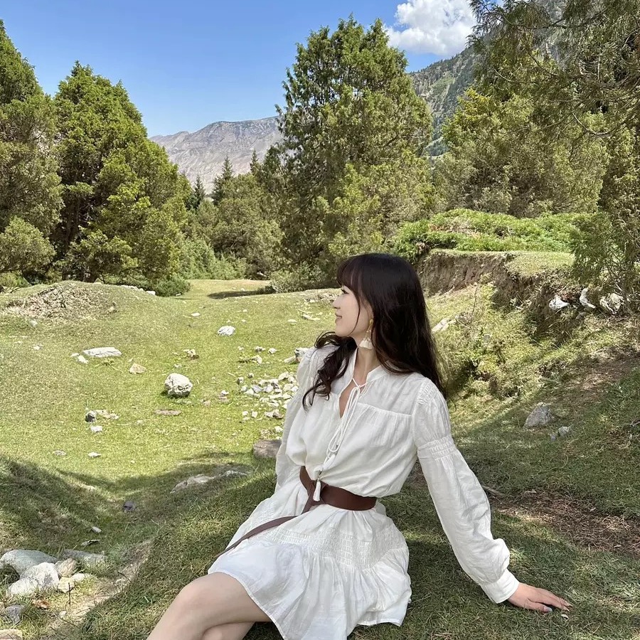 法式褶皺高級甜美仙連衣裙顯瘦遮肉名媛裙子潮高質量有內里配腰帶