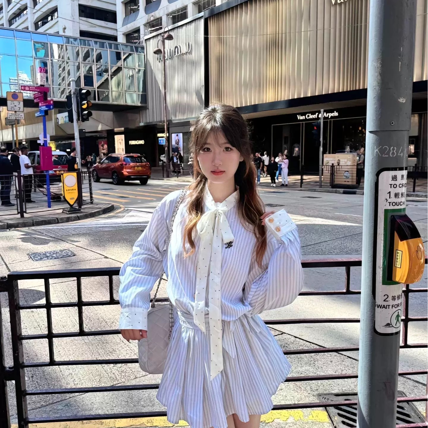 早春學院風蝴蝶結條紋襯衫連衣裙子女秋夏2026新款小個子韓系穿搭