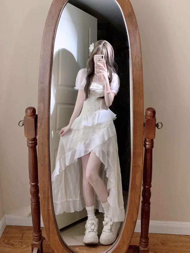 氣質絕美連衣裙女夏季海邊度假氛圍感不規則下擺仙氣長裙收腰顯瘦