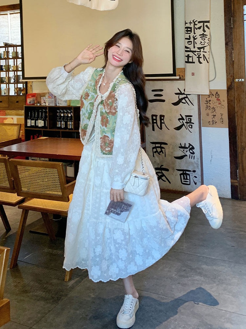 超好看提花馬甲連衣裙套裝女2026春天新款法式設計感仙女裙兩件套