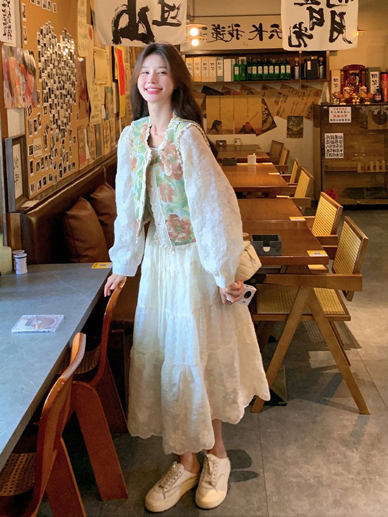 超好看提花馬甲連衣裙套裝女2026春天新款法式設計感仙女裙兩件套