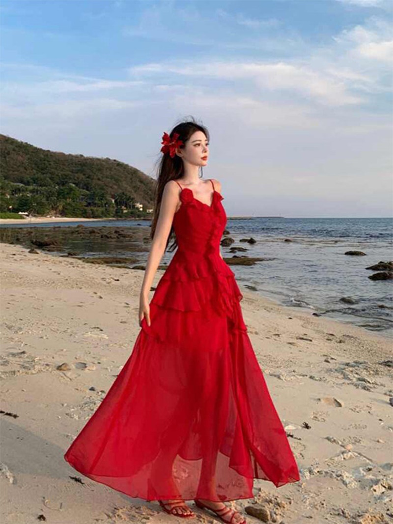 超級顯白開叉不規則連衣裙女2026夏新款微胖大碼吊帶裙開衫吊帶裙