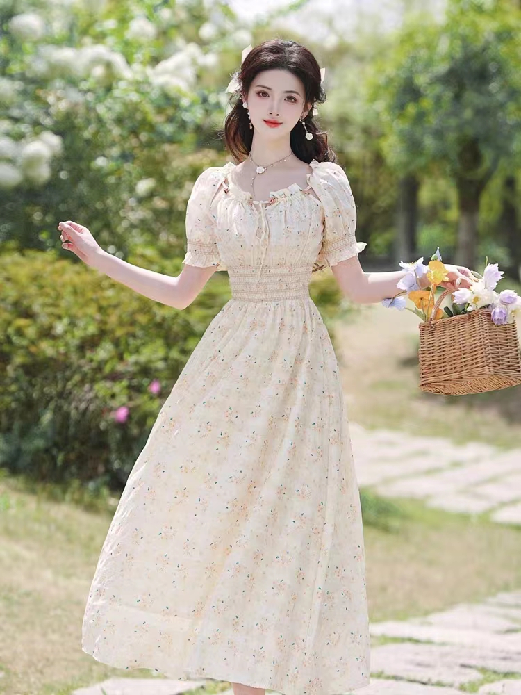 茶歇法式初戀碎花連衣裙小清新甜美超仙女長裙子夏季新款2026森系