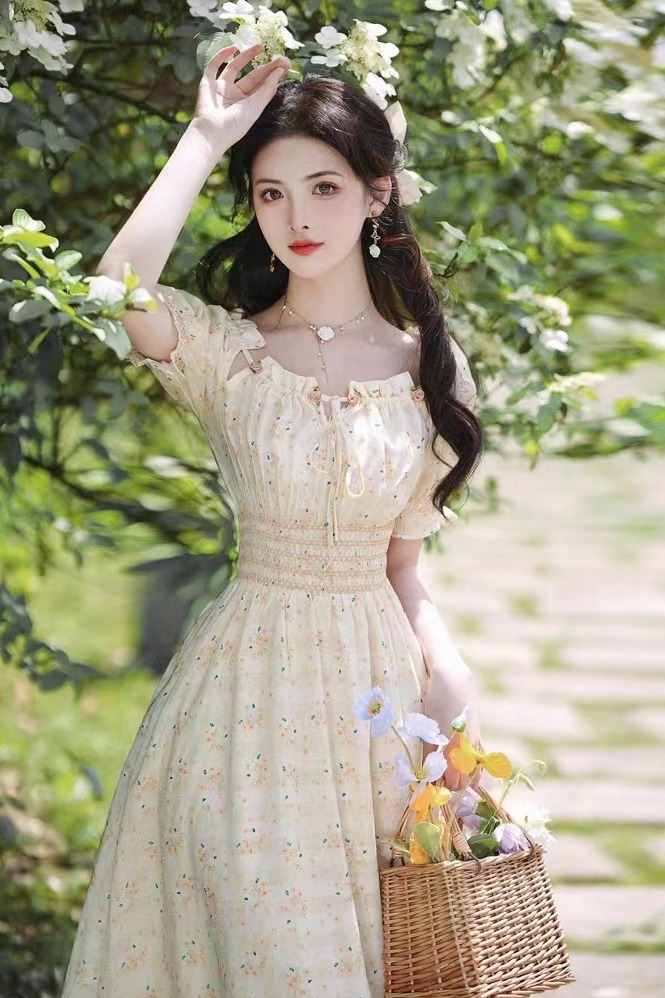 茶歇法式初戀碎花連衣裙小清新甜美超仙女長裙子夏季新款2026森系