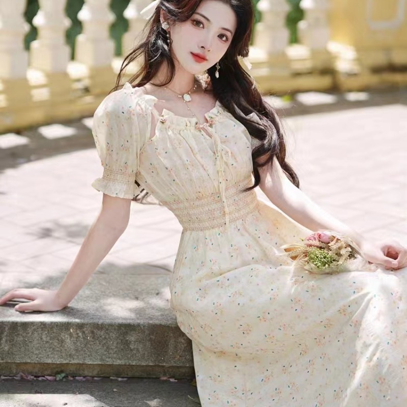 茶歇法式初戀碎花連衣裙小清新甜美超仙女長裙子夏季新款2026森系