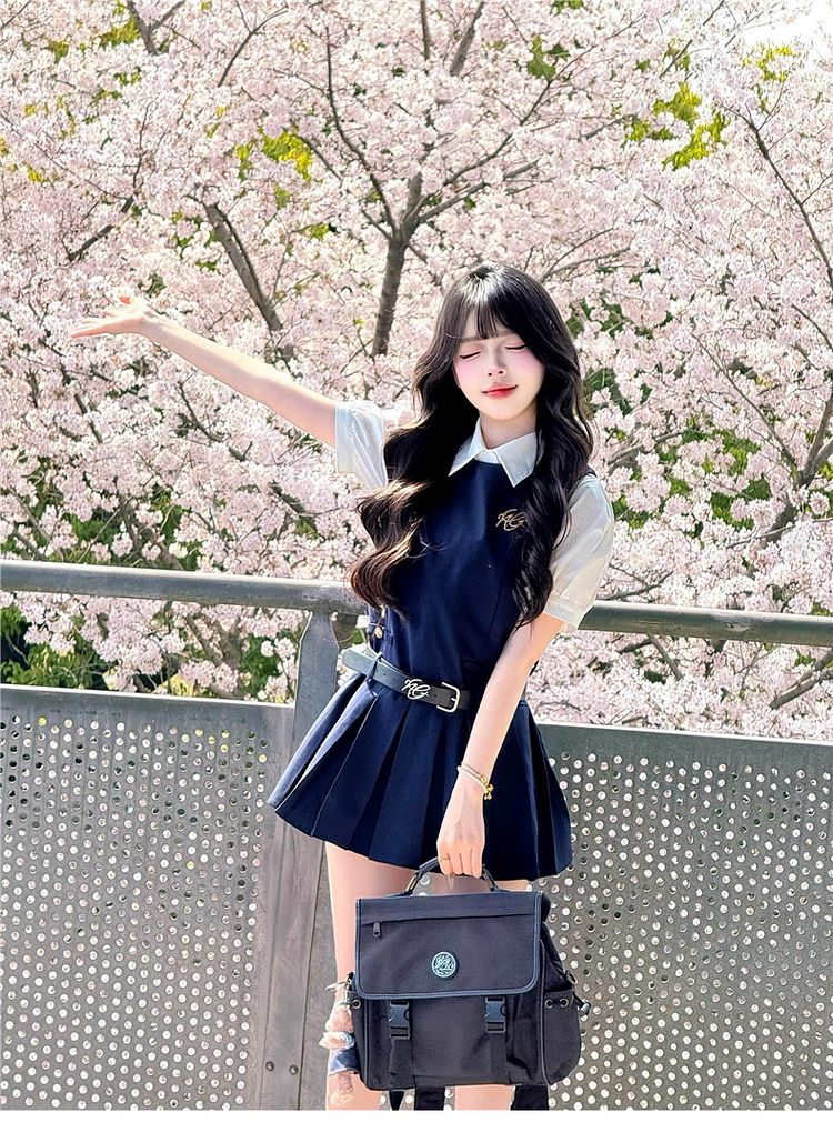 學院風背心連衣裙子女裝夏季2026新款爆款小個子穿搭制服套裝短裙