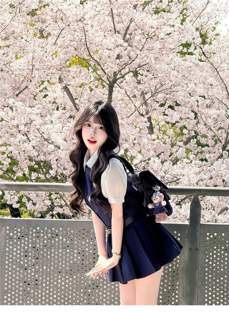 學院風背心連衣裙子女裝夏季2026新款爆款小個子穿搭制服套裝短裙