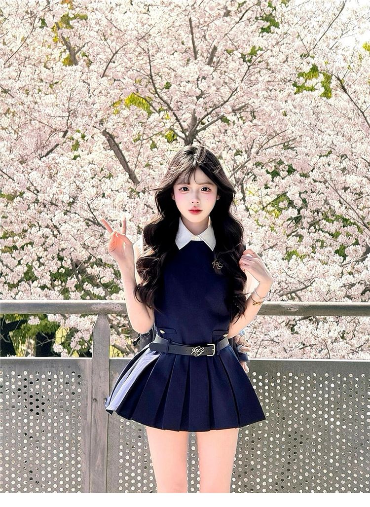 學院風背心連衣裙子女裝夏季2026新款爆款小個子穿搭制服套裝短裙