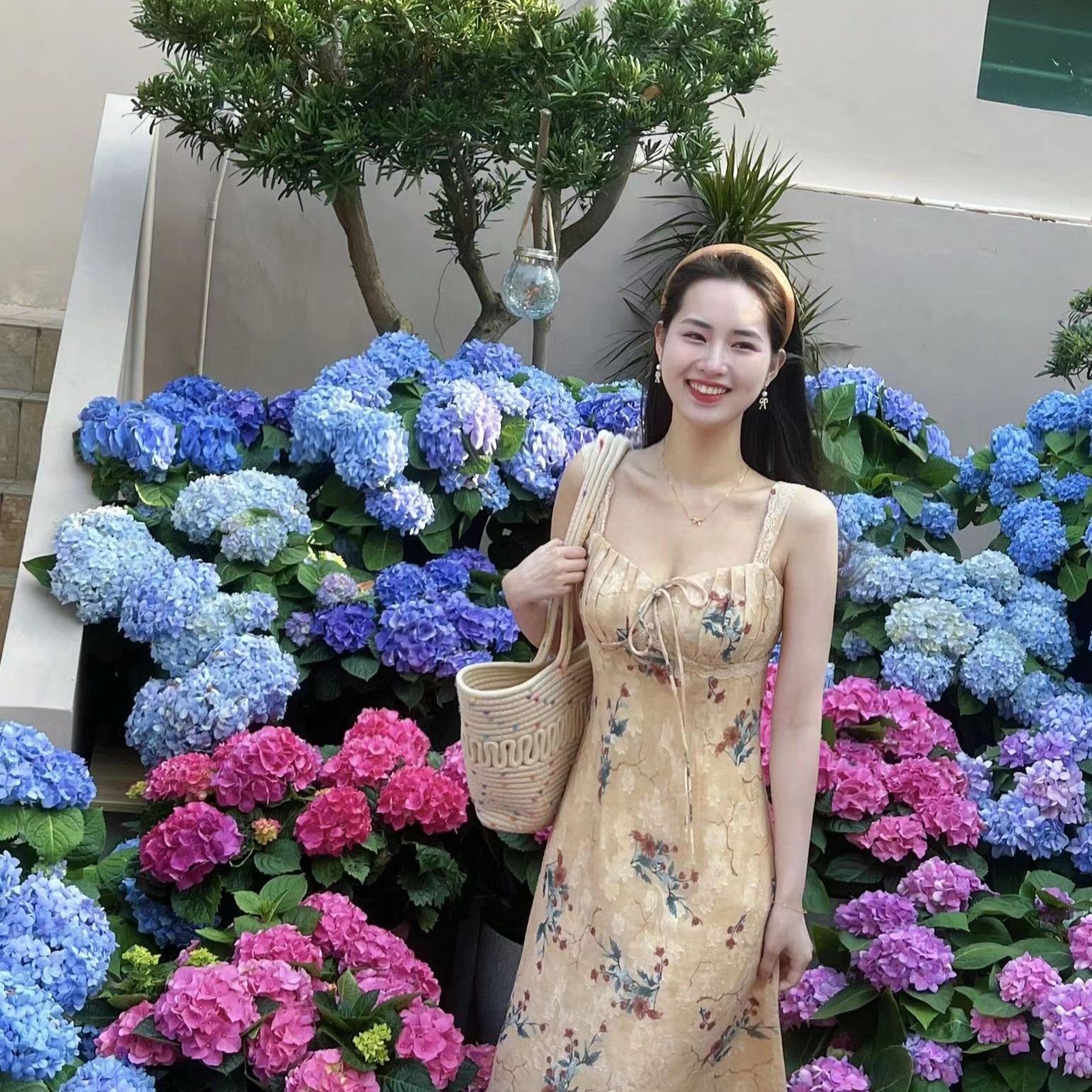 春日寫身復古優雅氣質純欲性感女人味顯瘦A字吊帶連衣裙夏