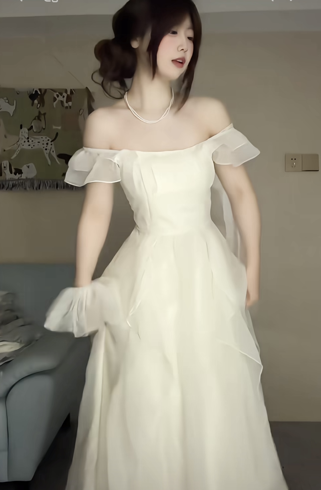 茶歇法式復古高級感甜美少女顯瘦仙女氣質超仙荷葉邊連衣裙子夏季
