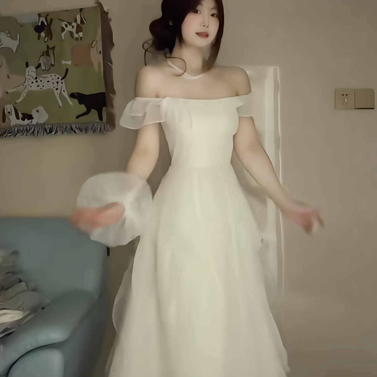 茶歇法式復古高級感甜美少女顯瘦仙女氣質超仙荷葉邊連衣裙子夏季