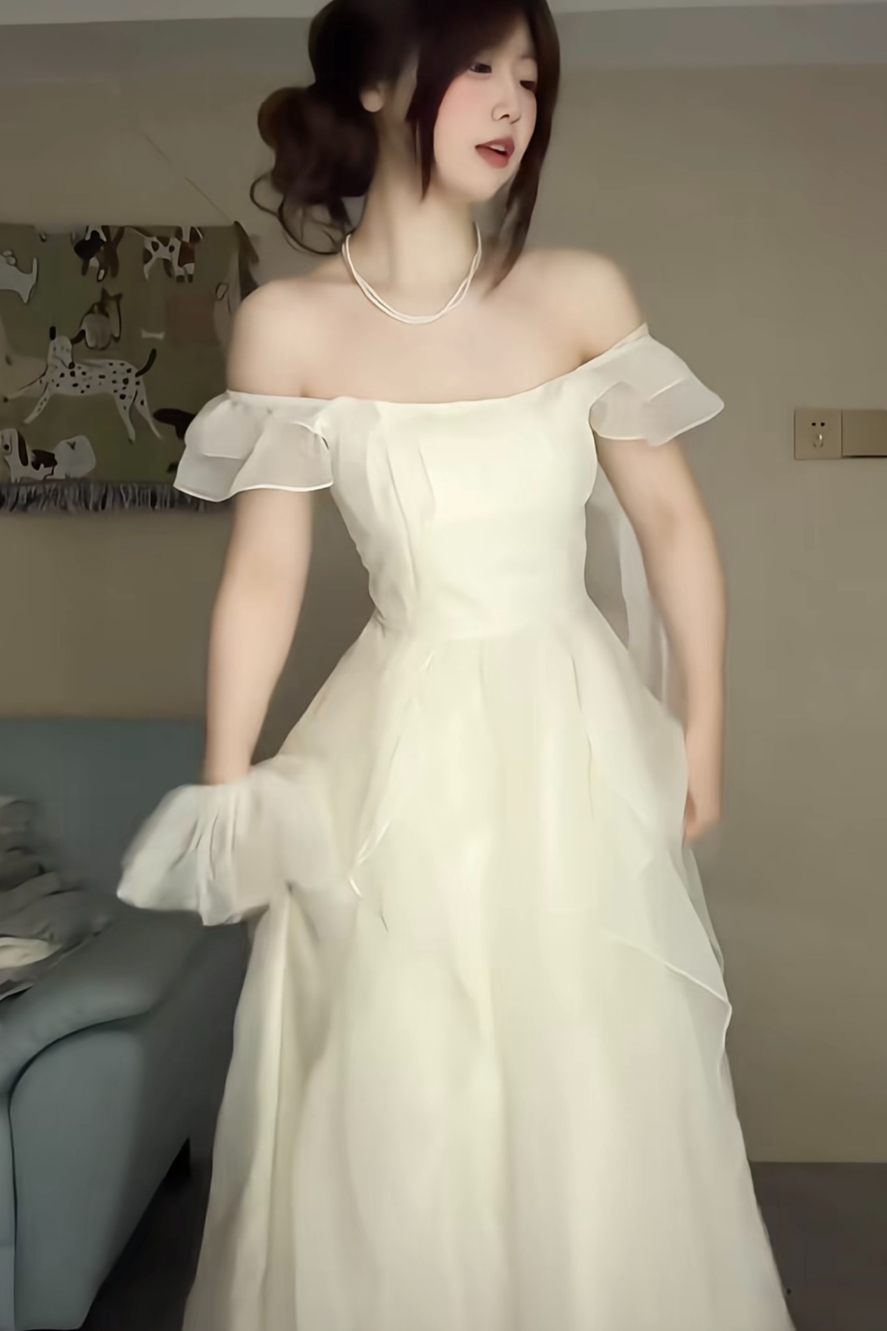 茶歇法式復古高級感甜美少女顯瘦仙女氣質超仙荷葉邊連衣裙子夏季