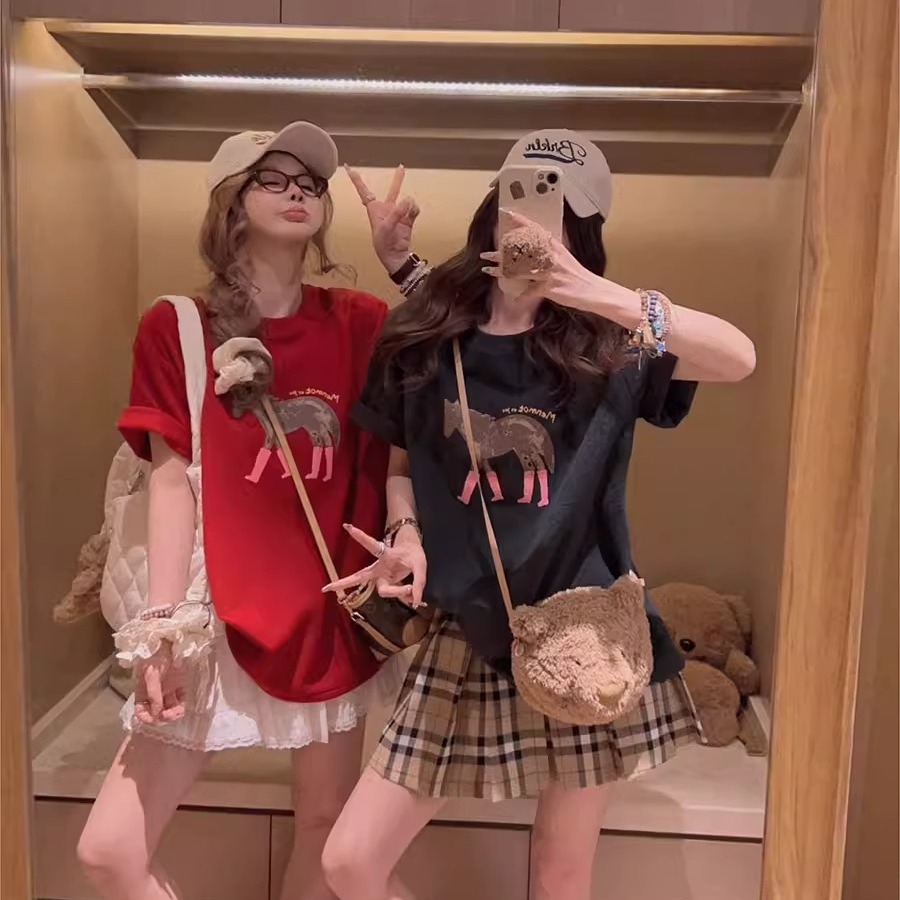 RY3296# 克100%棉 2026年春夏装短袖T恤女韩版印花