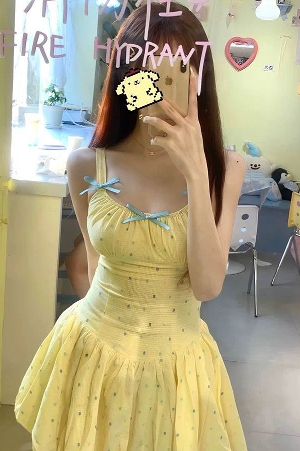 原版做法有內里新款純欲波點背心吊帶裙泡芙小眾設計甜美連衣裙女