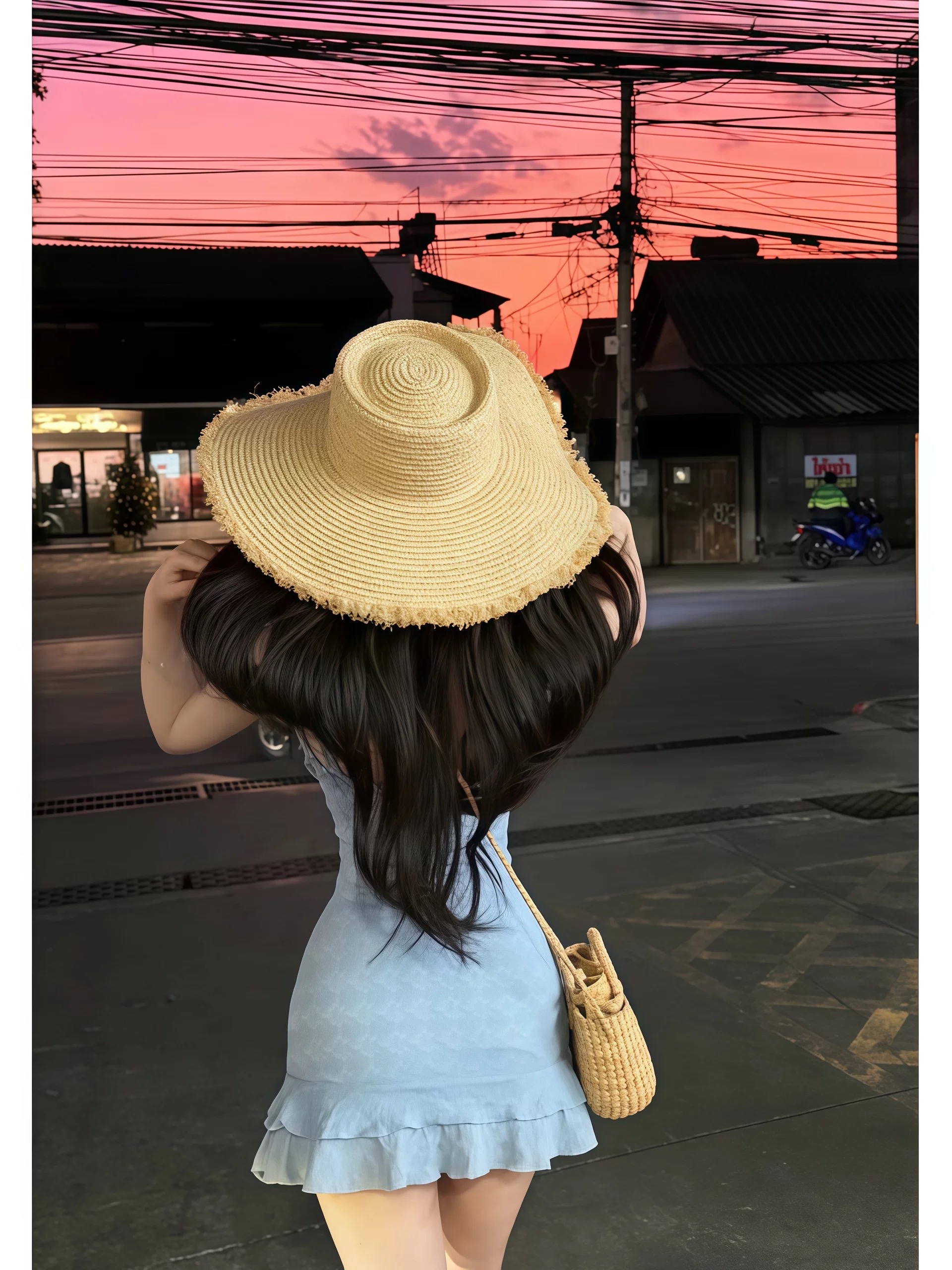 法式藍色吊帶連衣裙子女夏季2026新款海邊度假特別漂亮掐腰包臀裙
