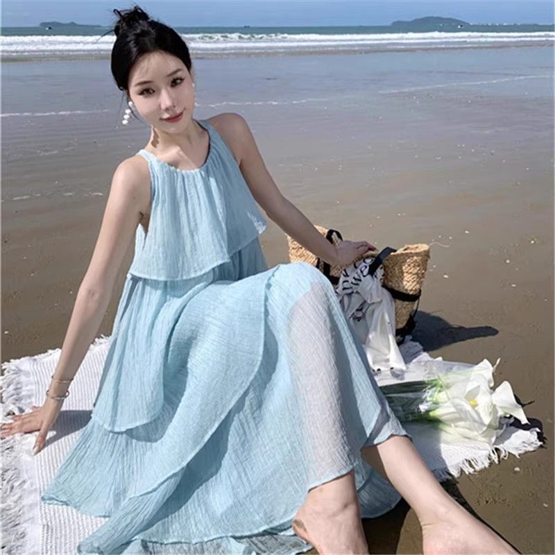 原版做法有內里溫柔風蛋糕裙仙女超仙海邊度假氛圍感甜美初戀裙子