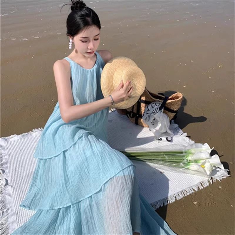 原版做法有內里溫柔風蛋糕裙仙女超仙海邊度假氛圍感甜美初戀裙子