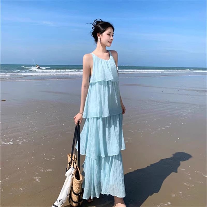 原版做法有內里溫柔風蛋糕裙仙女超仙海邊度假氛圍感甜美初戀裙子