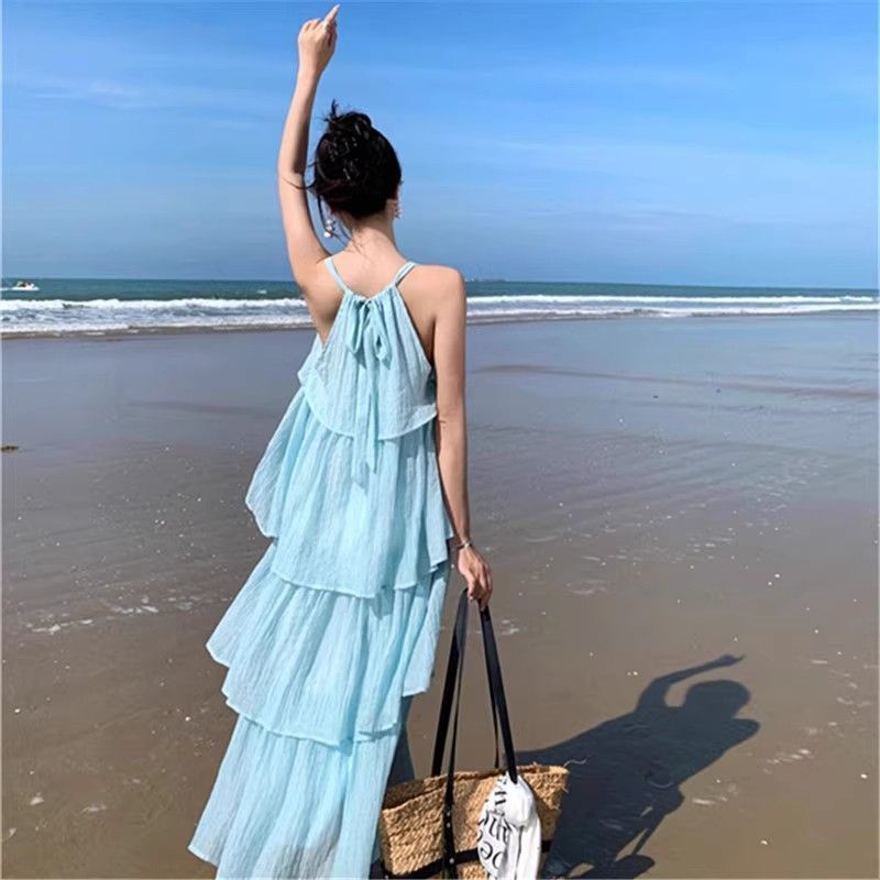 原版做法有內里溫柔風蛋糕裙仙女超仙海邊度假氛圍感甜美初戀裙子