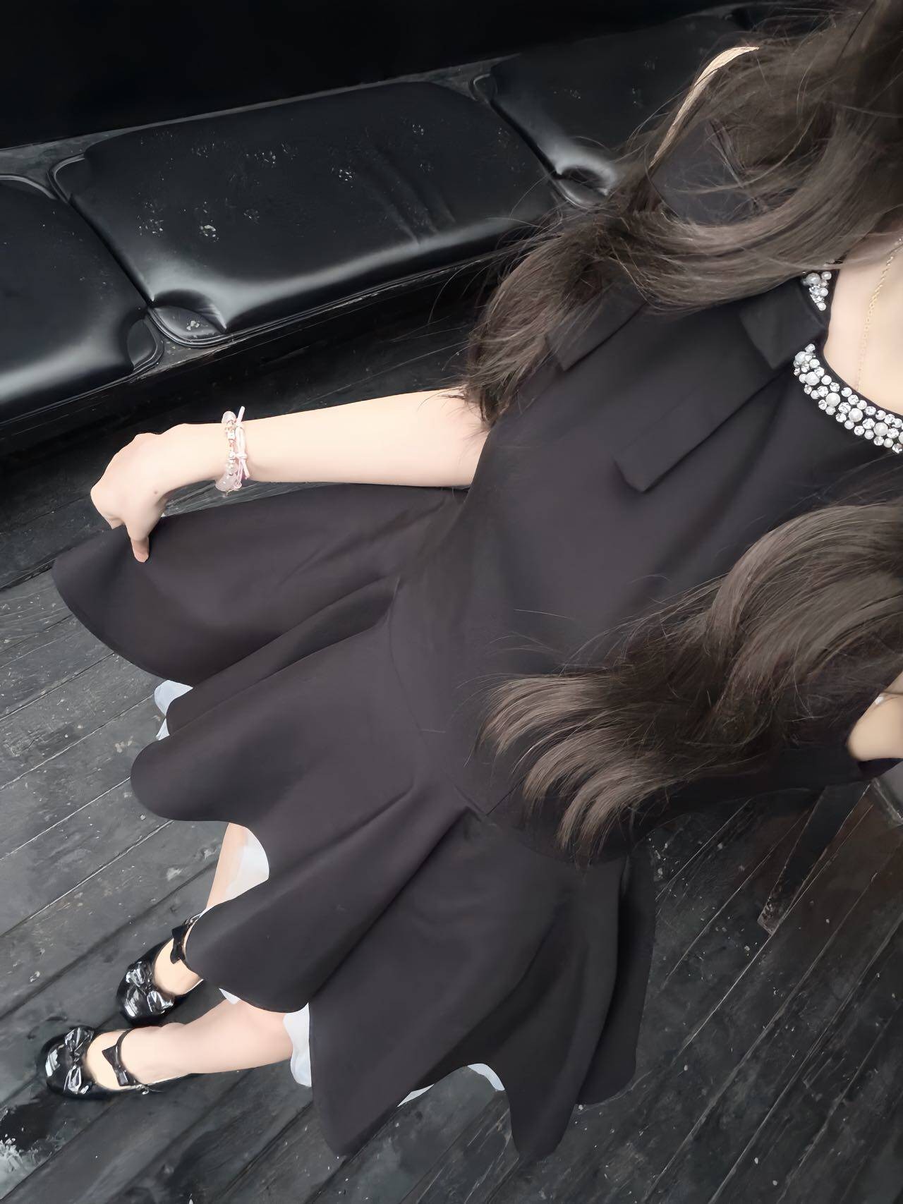 千金風小黑裙連衣裙女夏季高級感生日party小禮裙顯瘦無袖背心裙