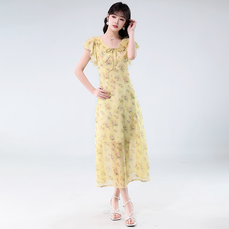 MY9668# 夏新款法式清新碎花连衣裙收腰显瘦气质长裙女裝貨源服裝批發