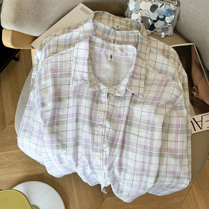 實拍韓系復古慵懶寬松襯衫女夏季百搭襯衣休閑防曬輕薄防曬衣