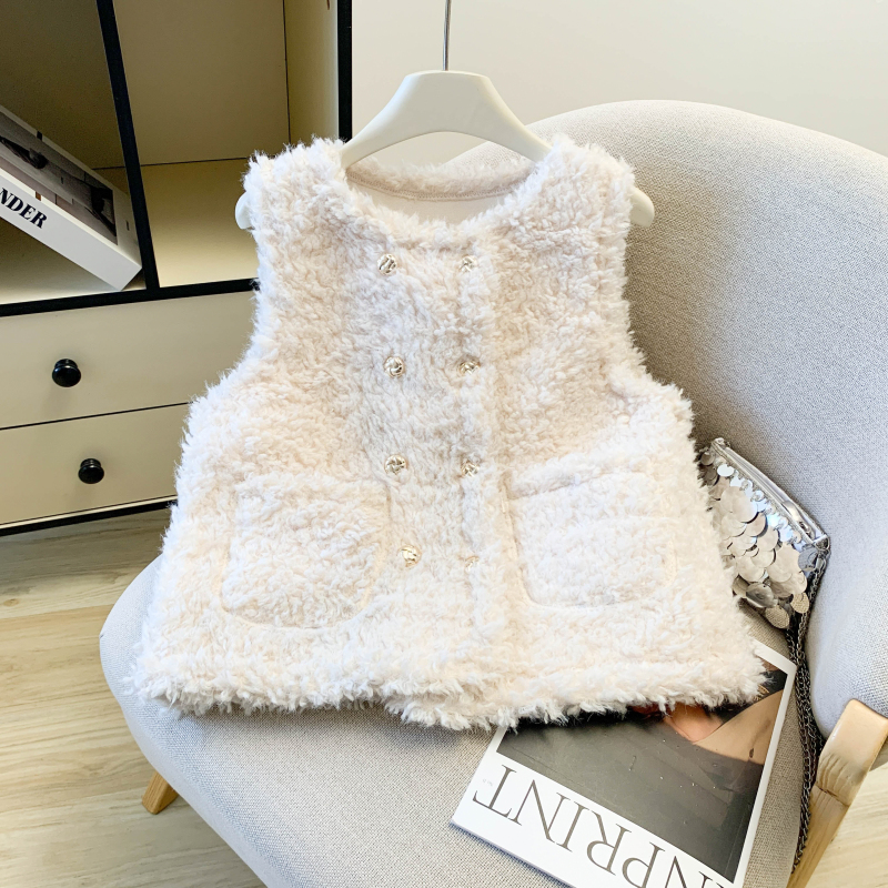 MY16764# 加厚羊羔毛保暖双排扣马甲棉服上衣女女裝貨源服裝批發