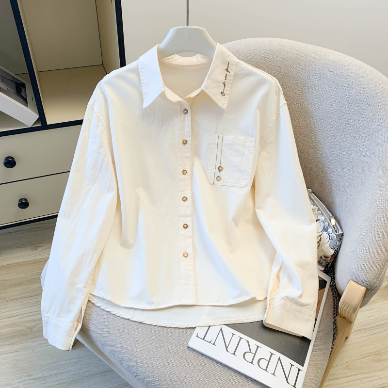 實拍 春季新款重工刺繡學院風洋氣休閑百搭純棉長袖襯衫女外套
