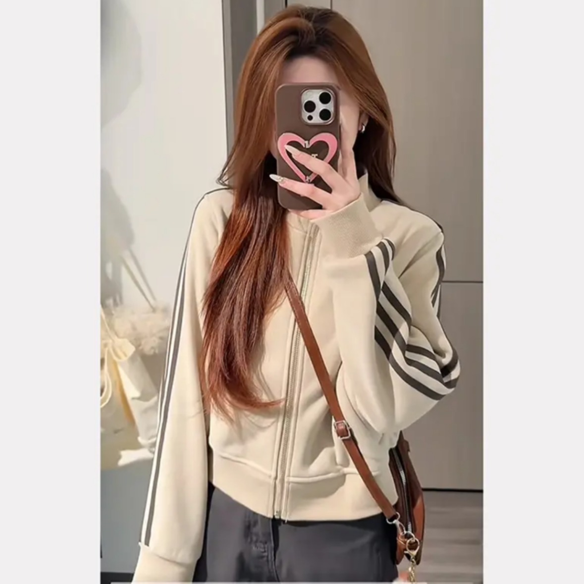 MY17091# 纯棉华棉复牛奶丝/银狐绒立领拉链卫衣宽松休闲运动风外套女...