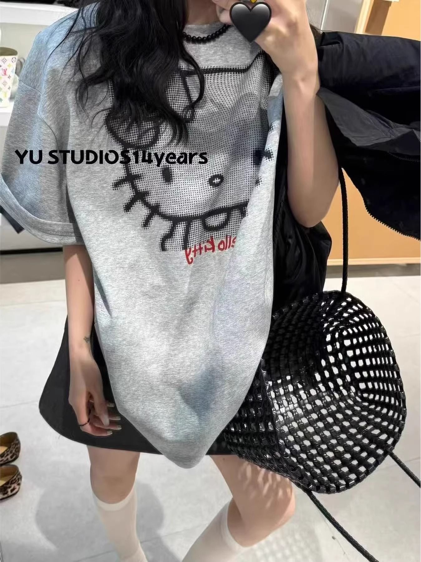 MY17024# 21支纯棉100%棉短袖T恤女宽松大码印花女裝貨源服裝批發