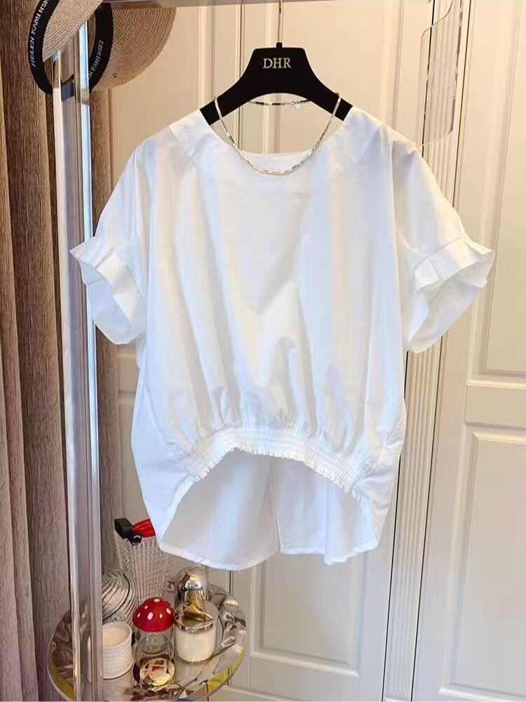 RY2426# 短袖衬衫女设计感小众新款夏季宽松显瘦衬衣高级感洋气上衣