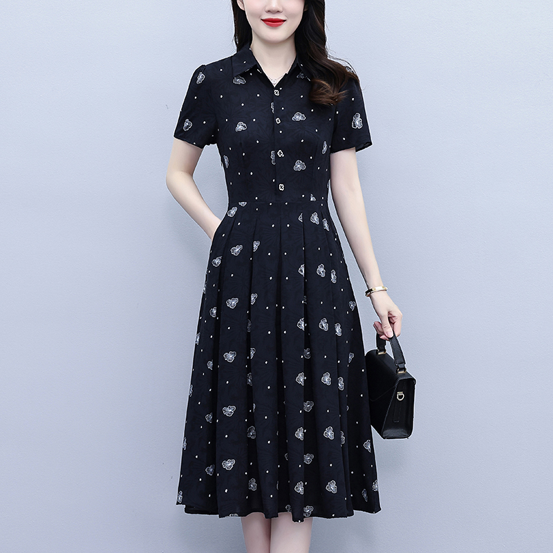 RY6676#阔太太夏季时尚连衣裙2026年新款中年妈妈气质减龄遮肚显瘦裙...