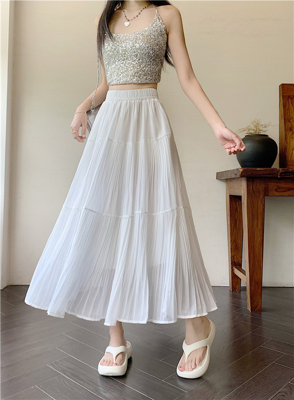 MY10866# 半身裙女紫色高腰a字裙蛋糕裙温柔风设计感大摆中长裙子女裝貨源服裝批發