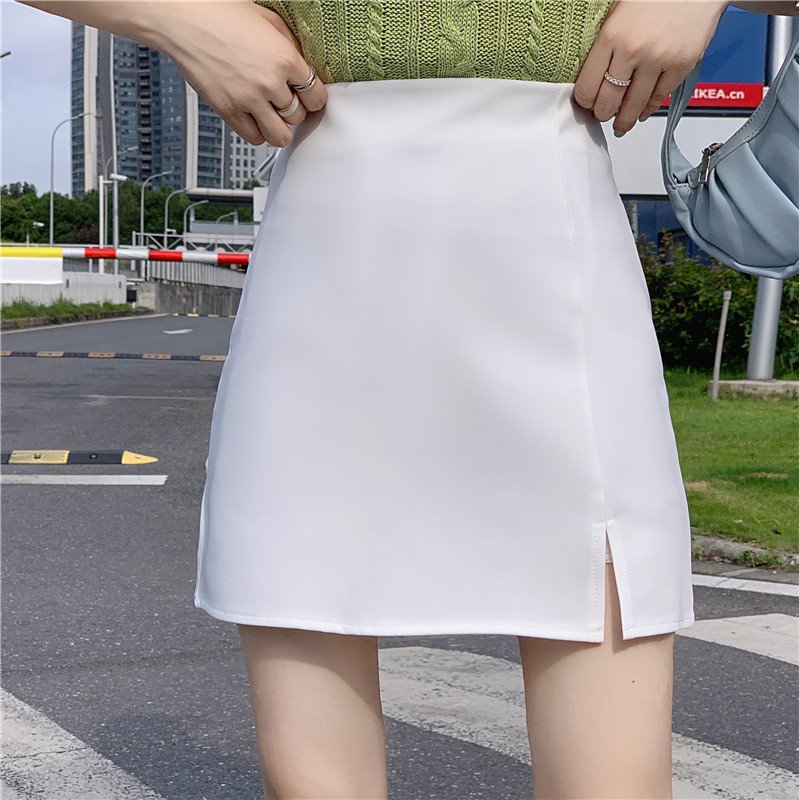 實拍~夏季秋季韓版基礎多色開叉糖果色半身裙A字高腰學生百搭裙