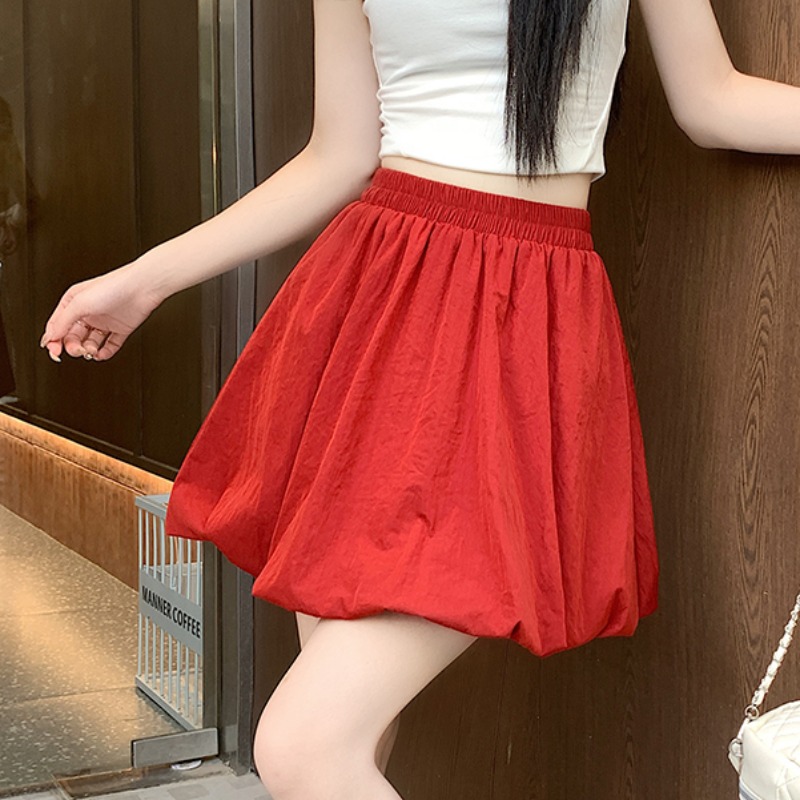 實拍春夏多巴胺六色半身裙花苞南瓜安全褲半身短裙女