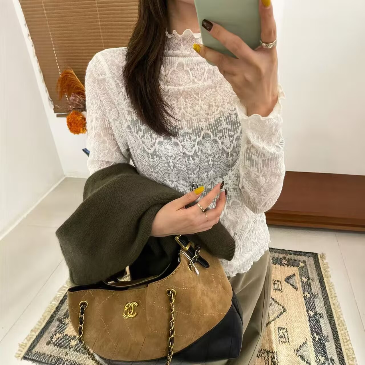 法式蕾絲半高領女打底夏款2026修身洋氣別致內搭溫柔小香風上衣