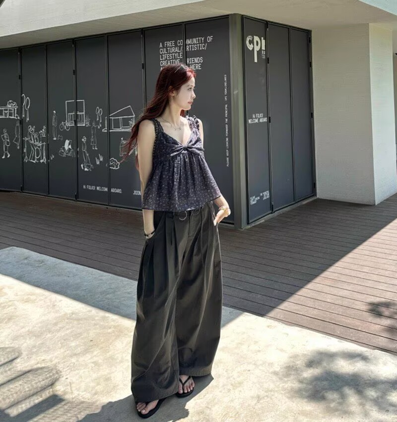 2026法式韓系小碎花吊帶背心女夏小眾設計感寬松百搭短款無袖上衣
