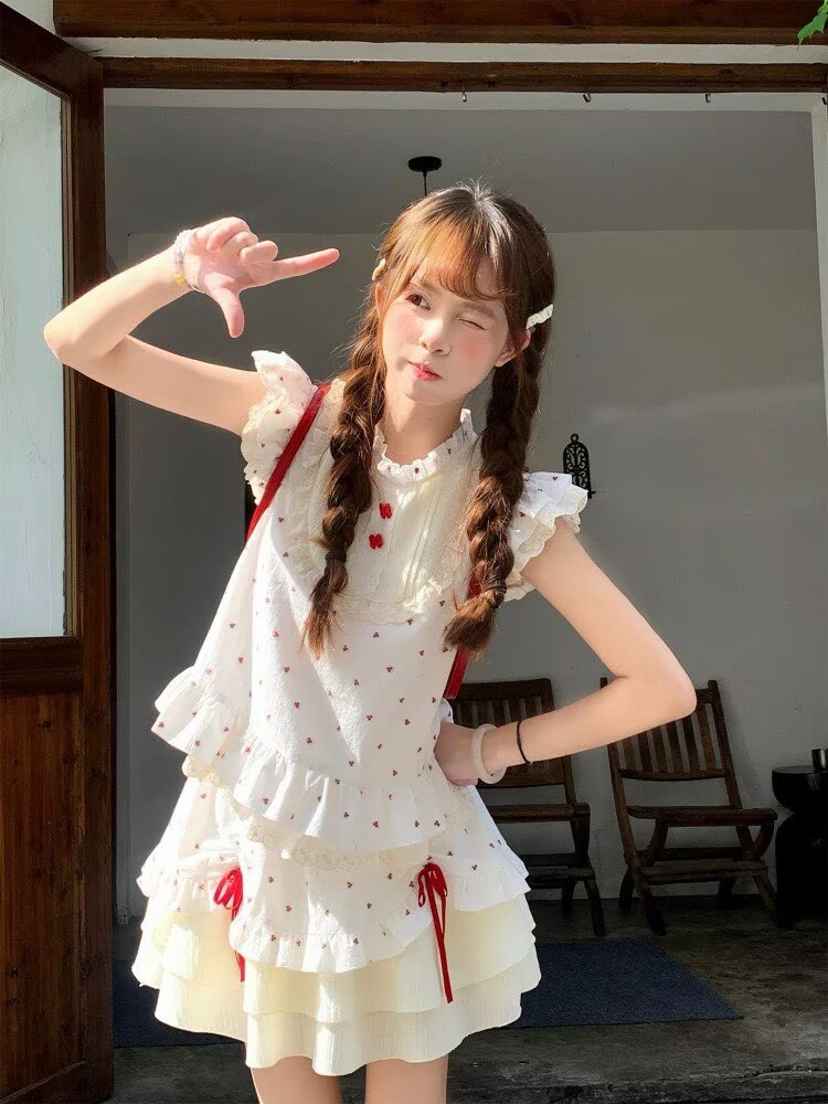 2026韓系甜美荷葉邊飛飛袖襯衫女夏季洋氣獨特別致可愛娃娃衫上衣