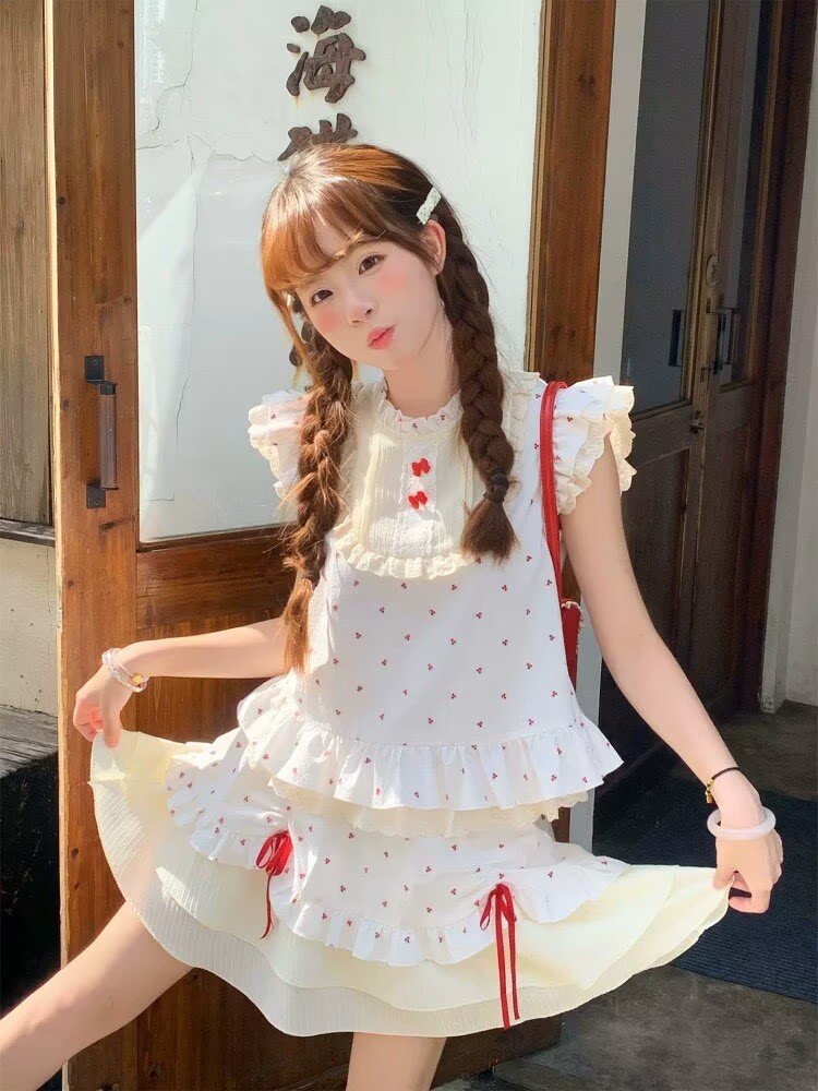 2026韓系甜美荷葉邊飛飛袖襯衫女夏季洋氣獨特別致可愛娃娃衫上衣