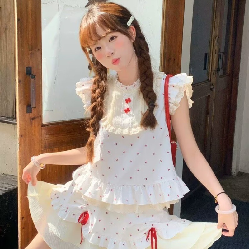 2026韓系甜美荷葉邊飛飛袖襯衫女夏季洋氣獨特別致可愛娃娃衫上衣