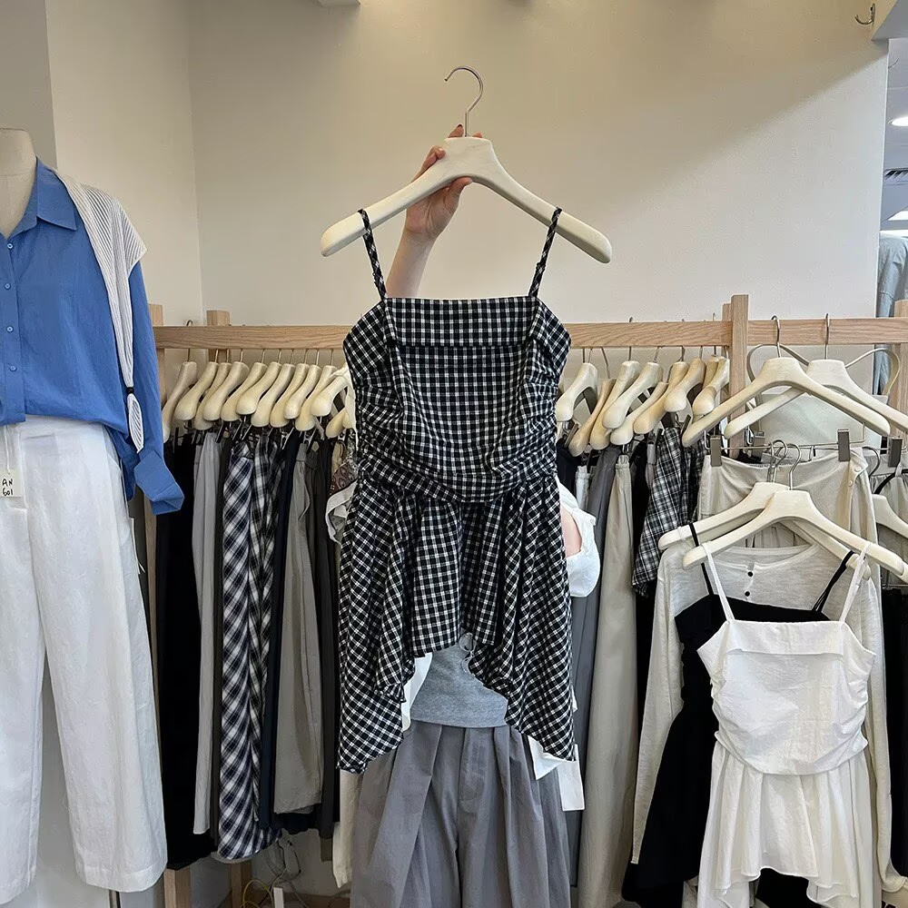 十三行女裝2026夏季新款韓系純色外穿收腰吊帶上衣