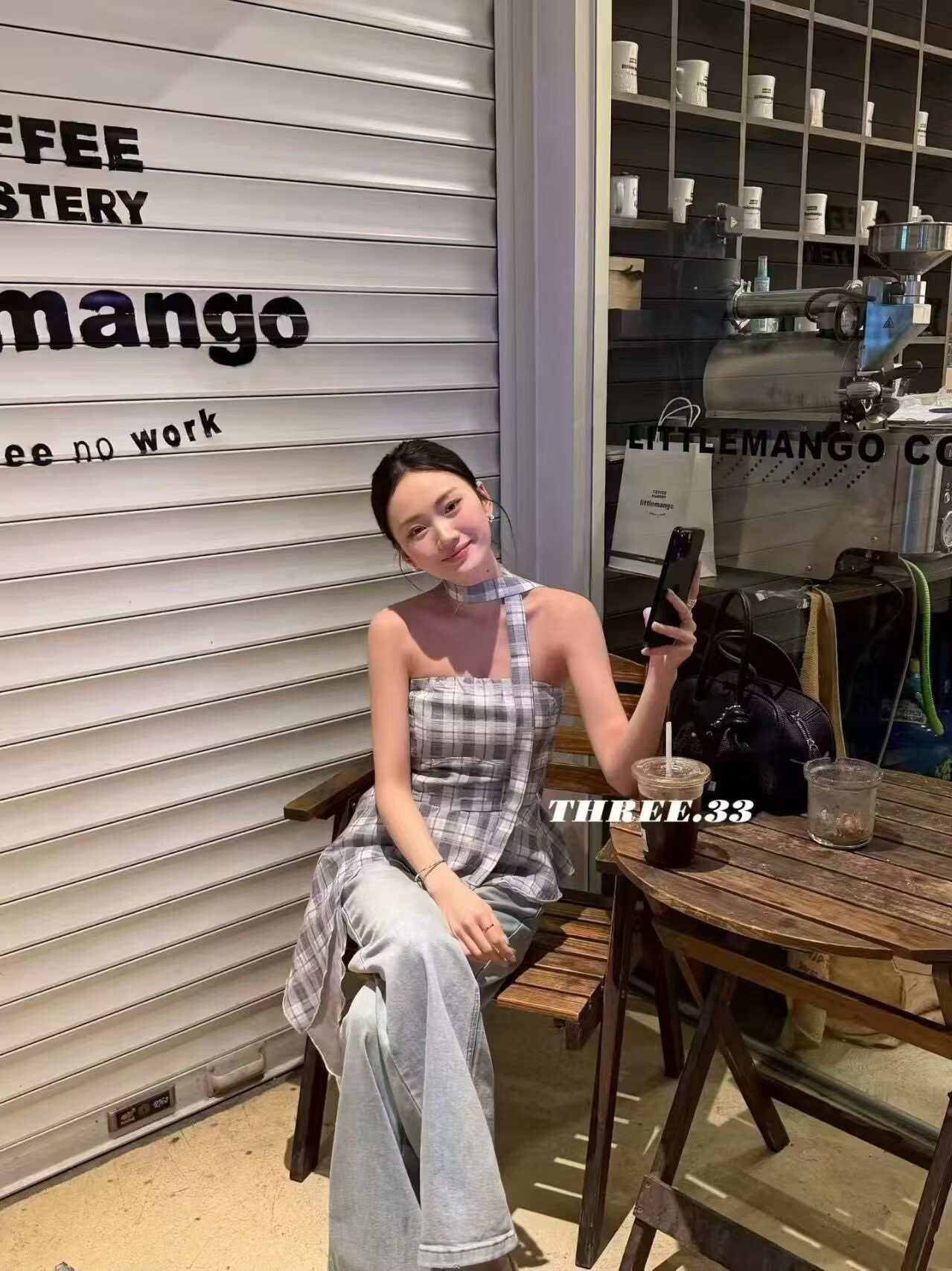 2026辣妹藍色格子抹胸女夏季新款別致好看露肩無袖不規則外穿上衣