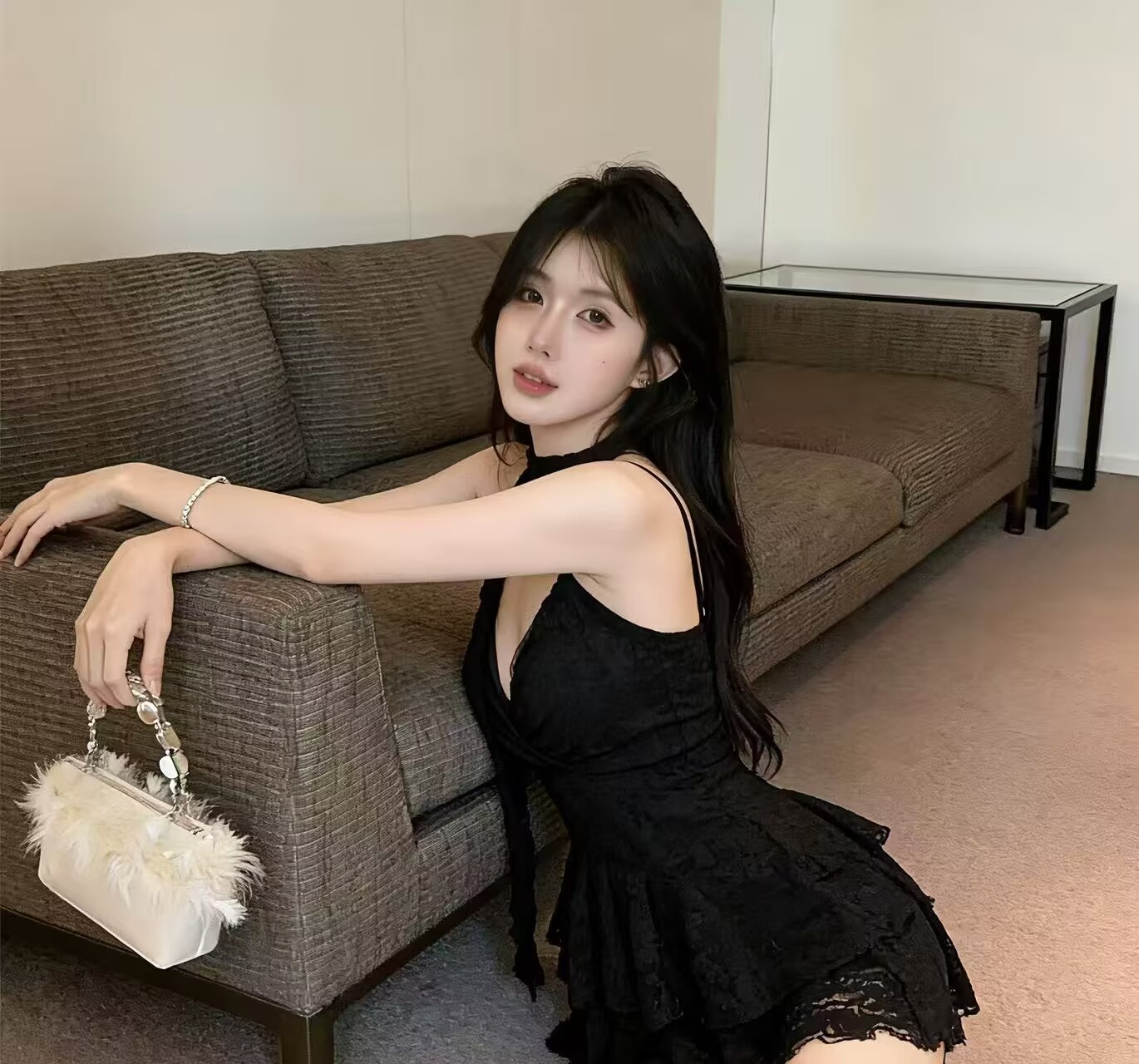 2026夏季新款女裝時尚套裝v領蕾絲花邊吊帶絲帶上衣春夏秋裝