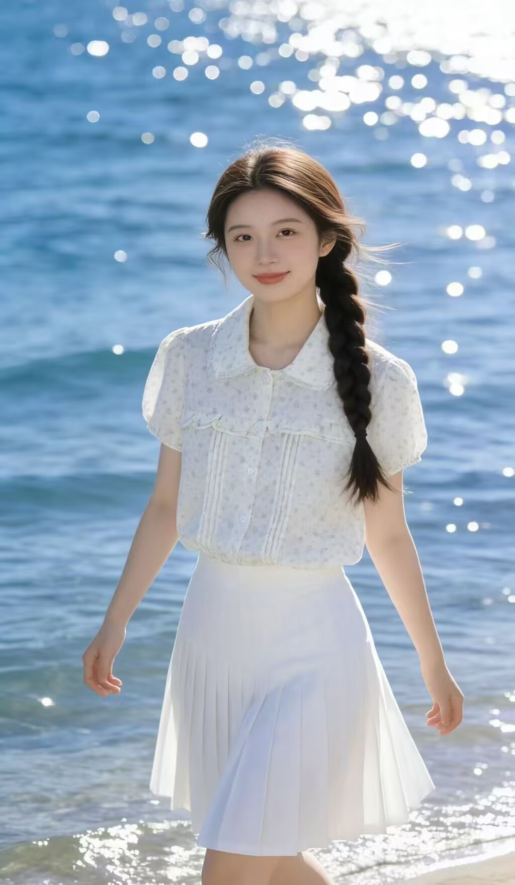 韓系娃娃領碎花短袖襯衫女2026夏季新款甜美風減齡寬松泡泡袖上衣