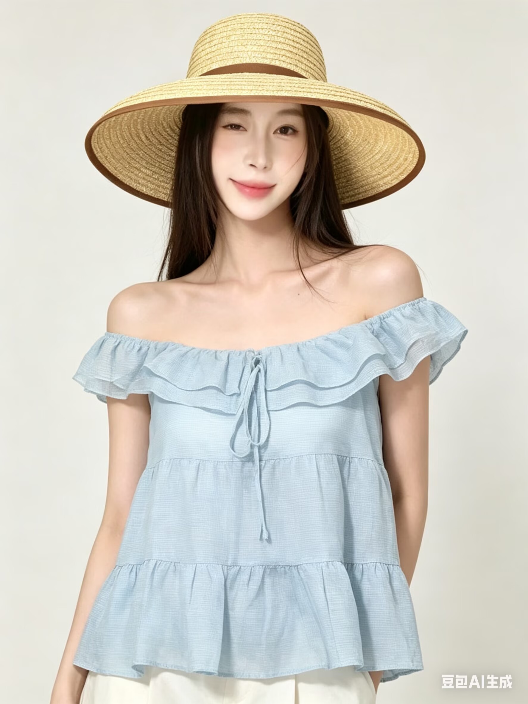 2026韓系少女感荷葉邊方領無袖上衣系帶寬松蛋糕衫夏季百搭小衫
