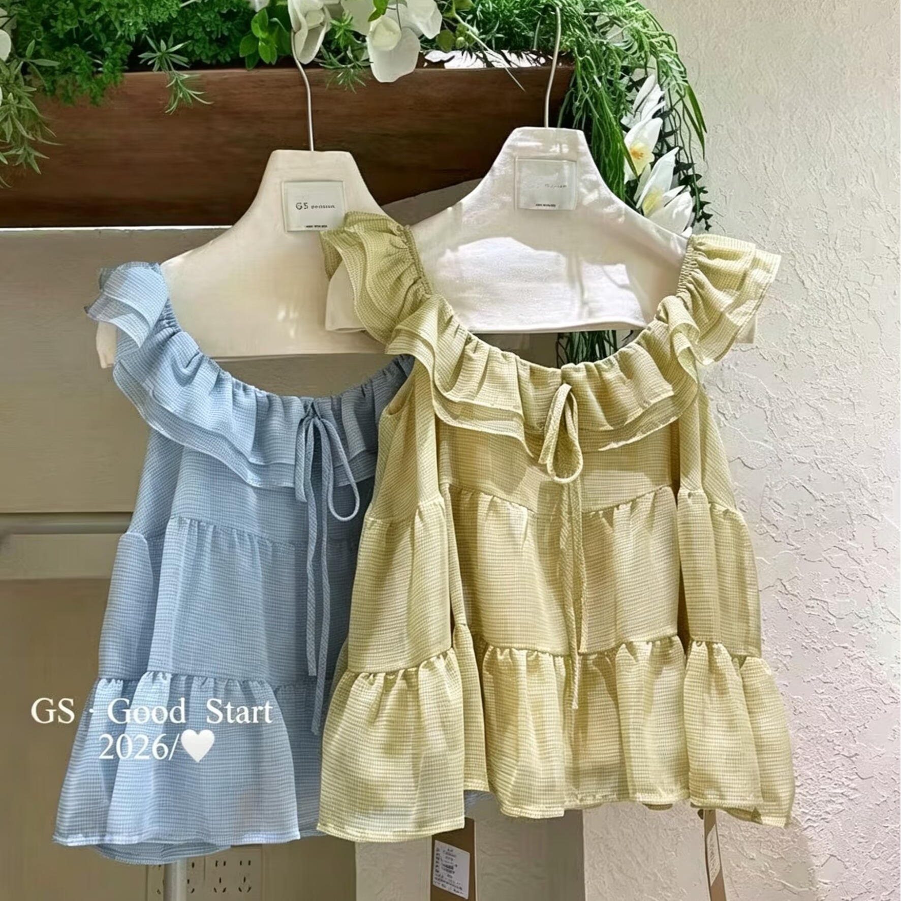 2026韓系少女感荷葉邊方領無袖上衣系帶寬松蛋糕衫夏季百搭小衫