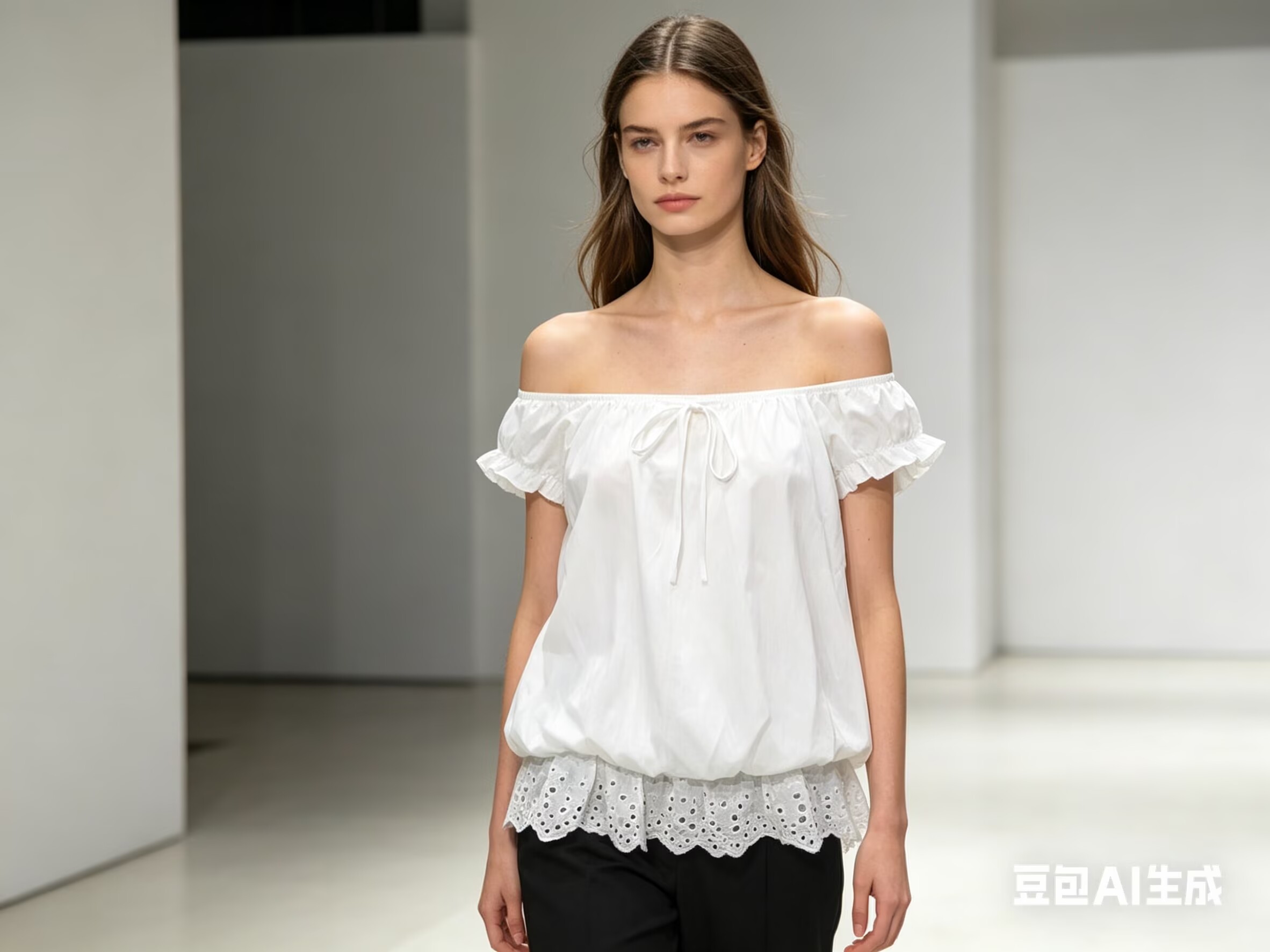 2026法式甜美風泡泡袖方領襯衫女夏季新款蝴蝶結蕾絲拼接氣質上衣