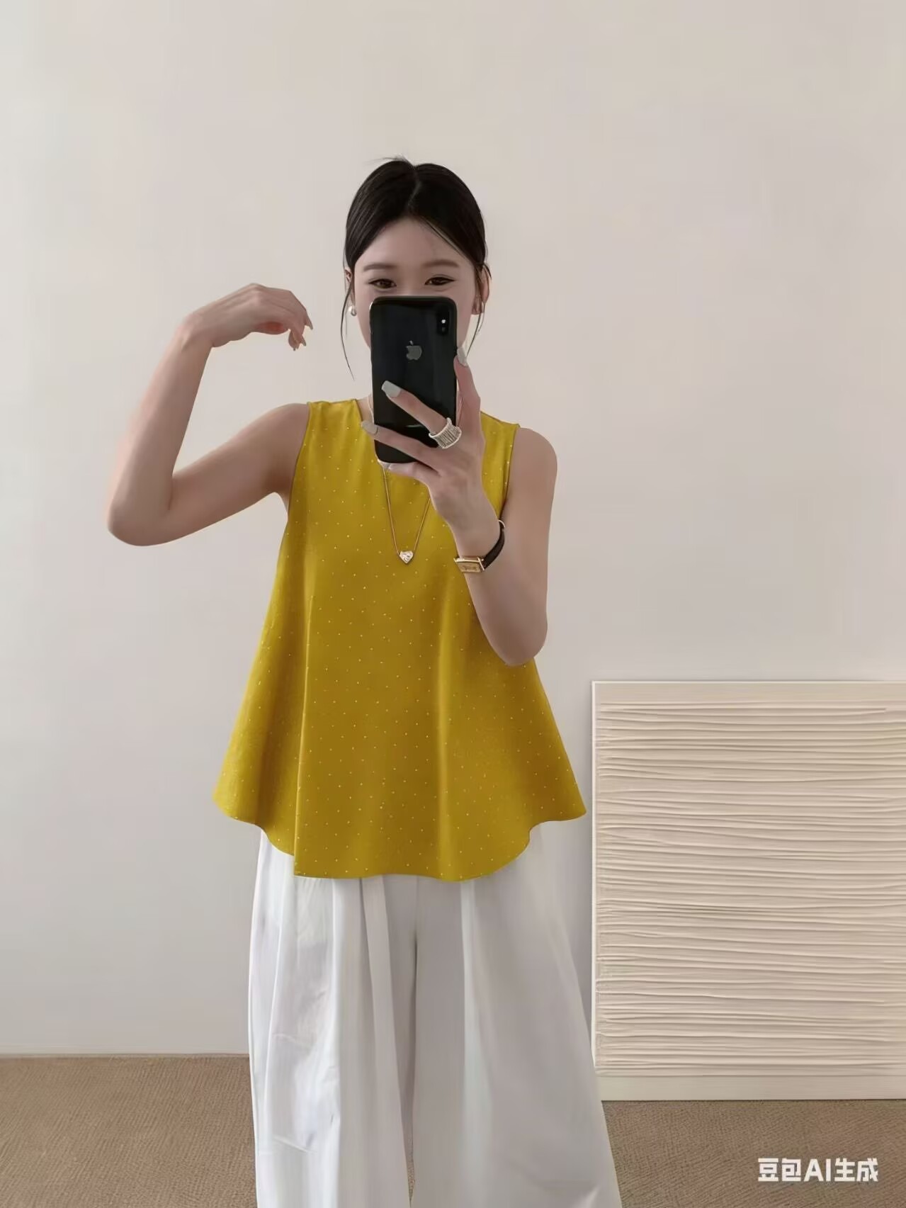 2026夏季新款韓系抽繩波點無袖背心女小個子氣質減齡百搭上衣
