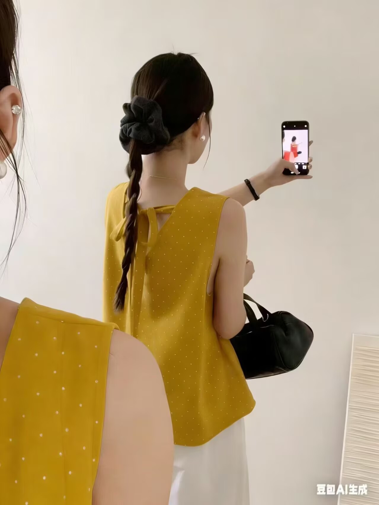 2026夏季新款韓系抽繩波點無袖背心女小個子氣質減齡百搭上衣
